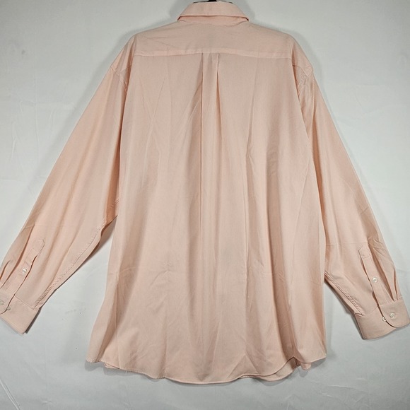 Club Room Men's Regular Fit Traveler Fine Stripe Orange Dress Shirt XXL 18 36/37 - Picture 4 of 6